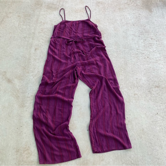 Purple striped romper one piece ties in front, size Medium - Picture 2 of 8